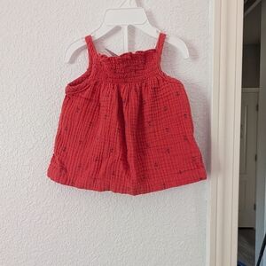 Carter's Red Smocked Tank Top with Navy Anchors